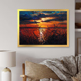 Romantic Sunset By Lakeside