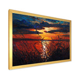 Romantic Sunset By Lakeside