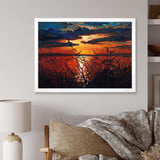 Romantic Sunset By Lakeside