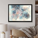 White Sakura Flower Blossom On Pastel Blue Background