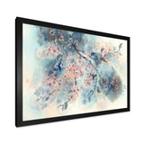 White Sakura Flower Blossom On Pastel Blue Background