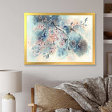 White Sakura Flower Blossom On Pastel Blue Background