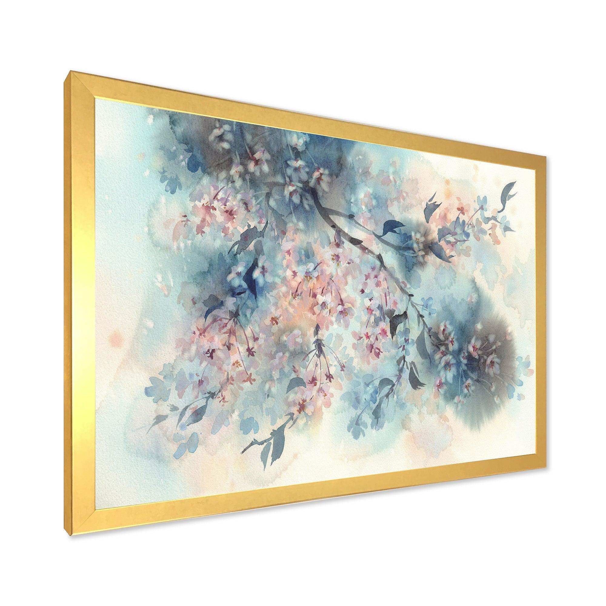 White Sakura Flower Blossom On Pastel Blue Background