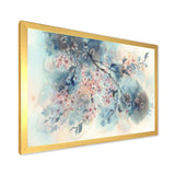 White Sakura Flower Blossom On Pastel Blue Background