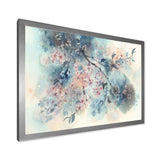 White Sakura Flower Blossom On Pastel Blue Background