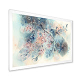 White Sakura Flower Blossom On Pastel Blue Background