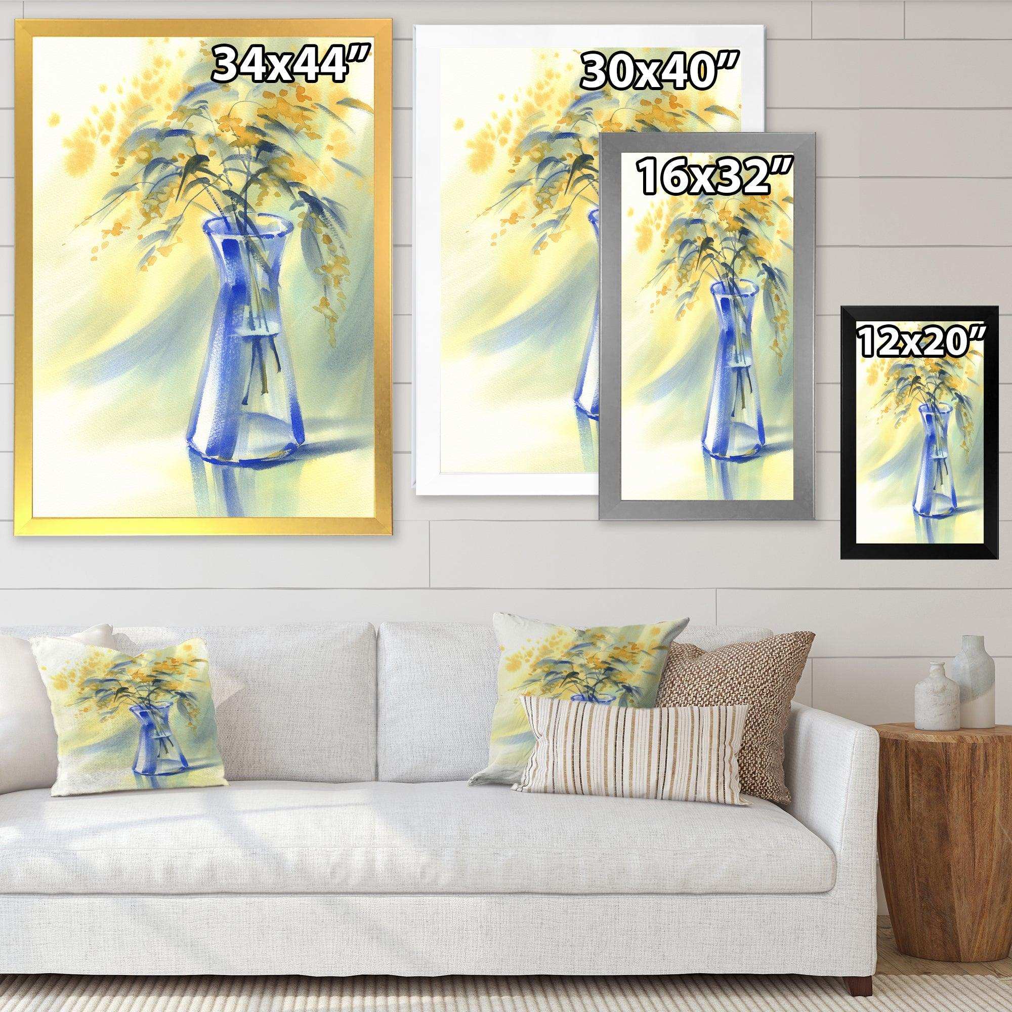 Summer Flowers In Blue Glass Bottle