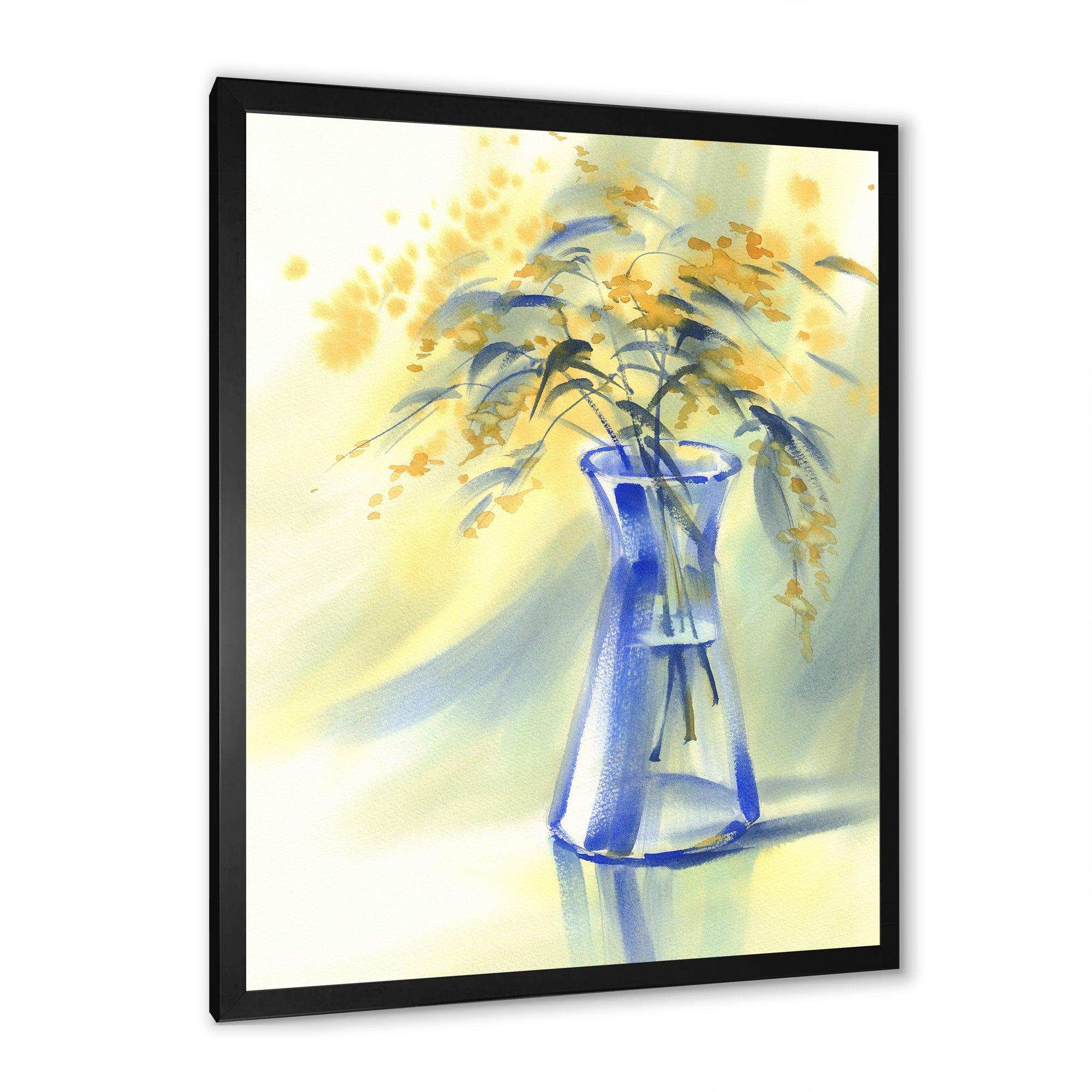 Summer Flowers In Blue Glass Bottle