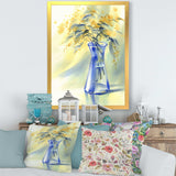 Summer Flowers In Blue Glass Bottle