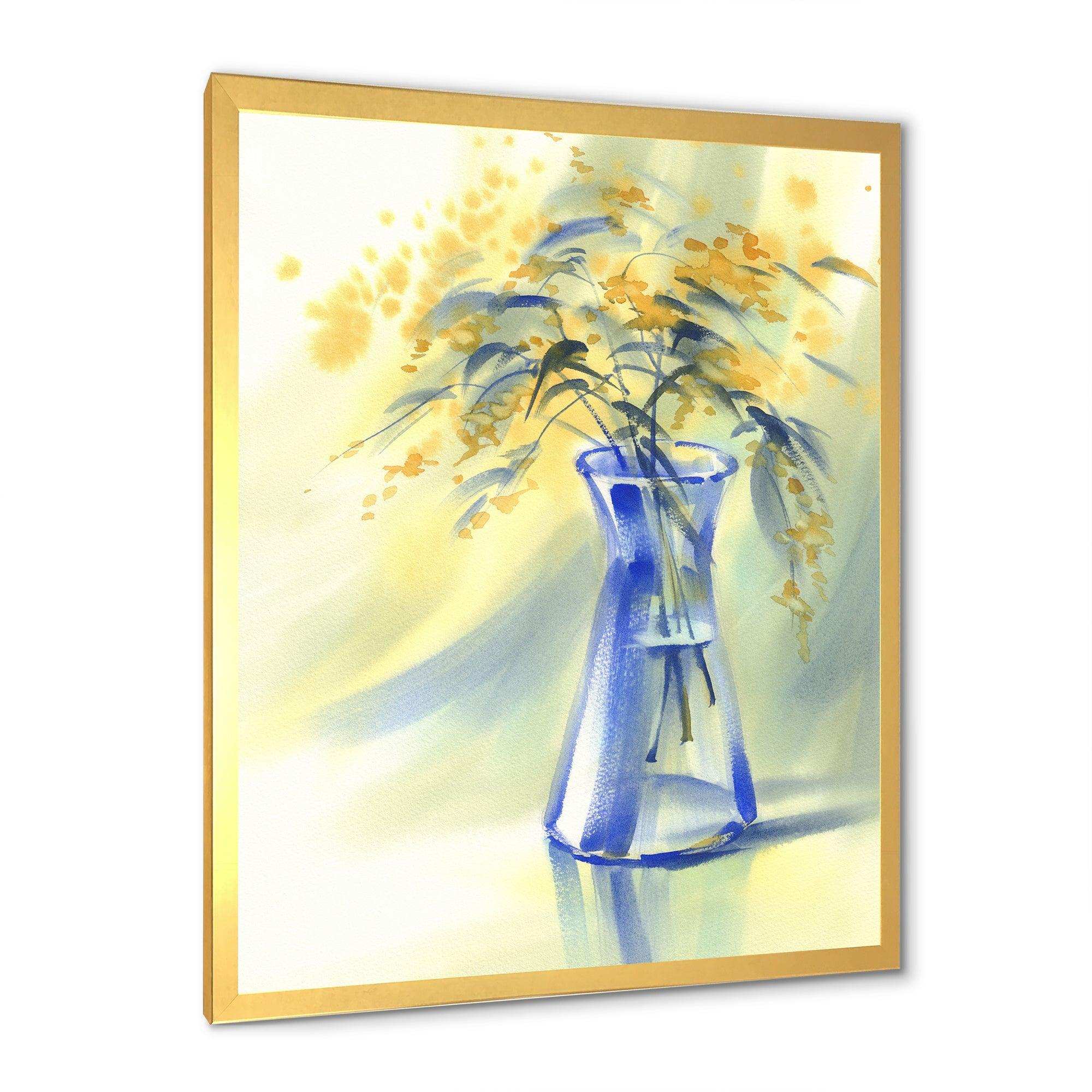 Summer Flowers In Blue Glass Bottle