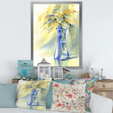 Summer Flowers In Blue Glass Bottle