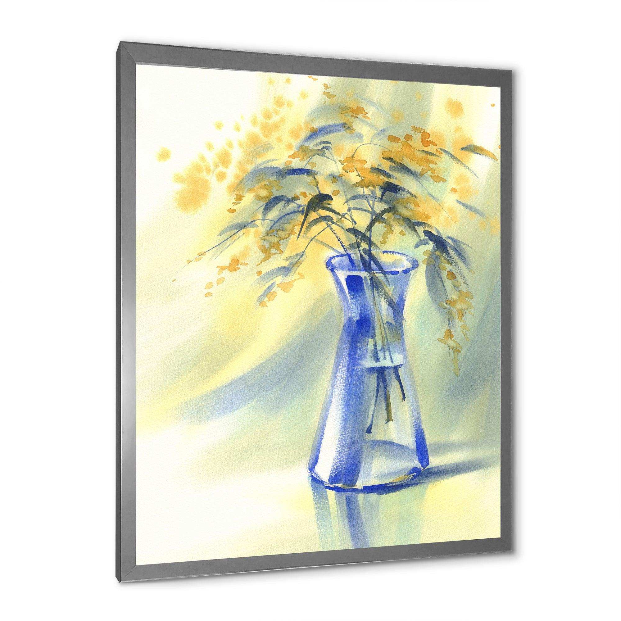 Summer Flowers In Blue Glass Bottle