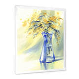 Summer Flowers In Blue Glass Bottle