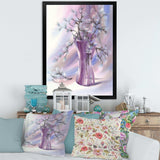 Pussy Willow Branches In Violet Glass Vase