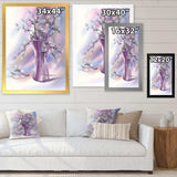 Pussy Willow Branches In Violet Glass Vase