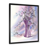 Pussy Willow Branches In Violet Glass Vase