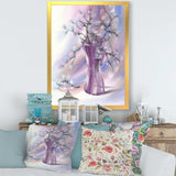 Pussy Willow Branches In Violet Glass Vase