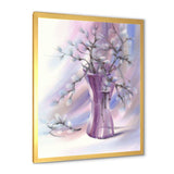 Pussy Willow Branches In Violet Glass Vase
