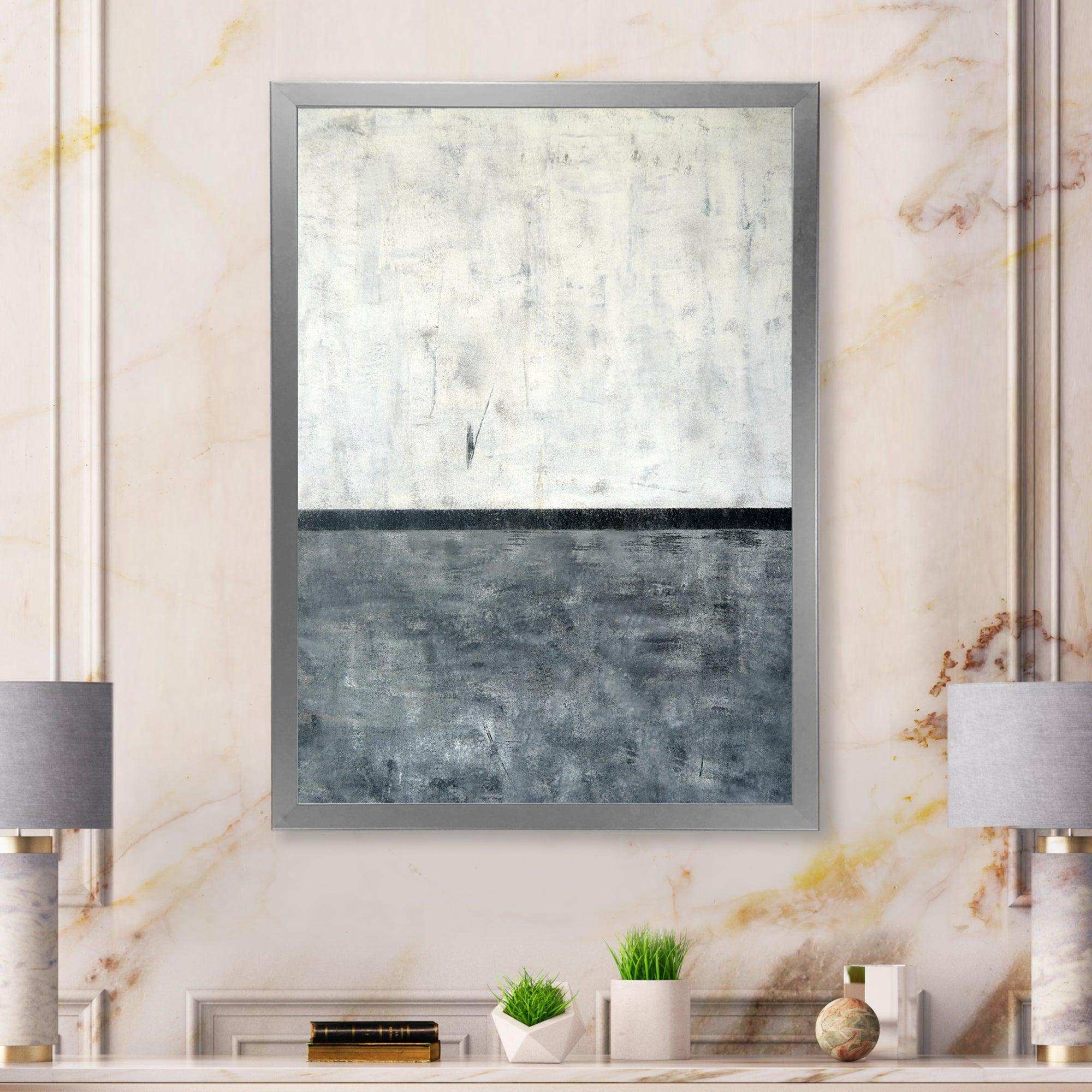 Grey and White Abstract Art Painting