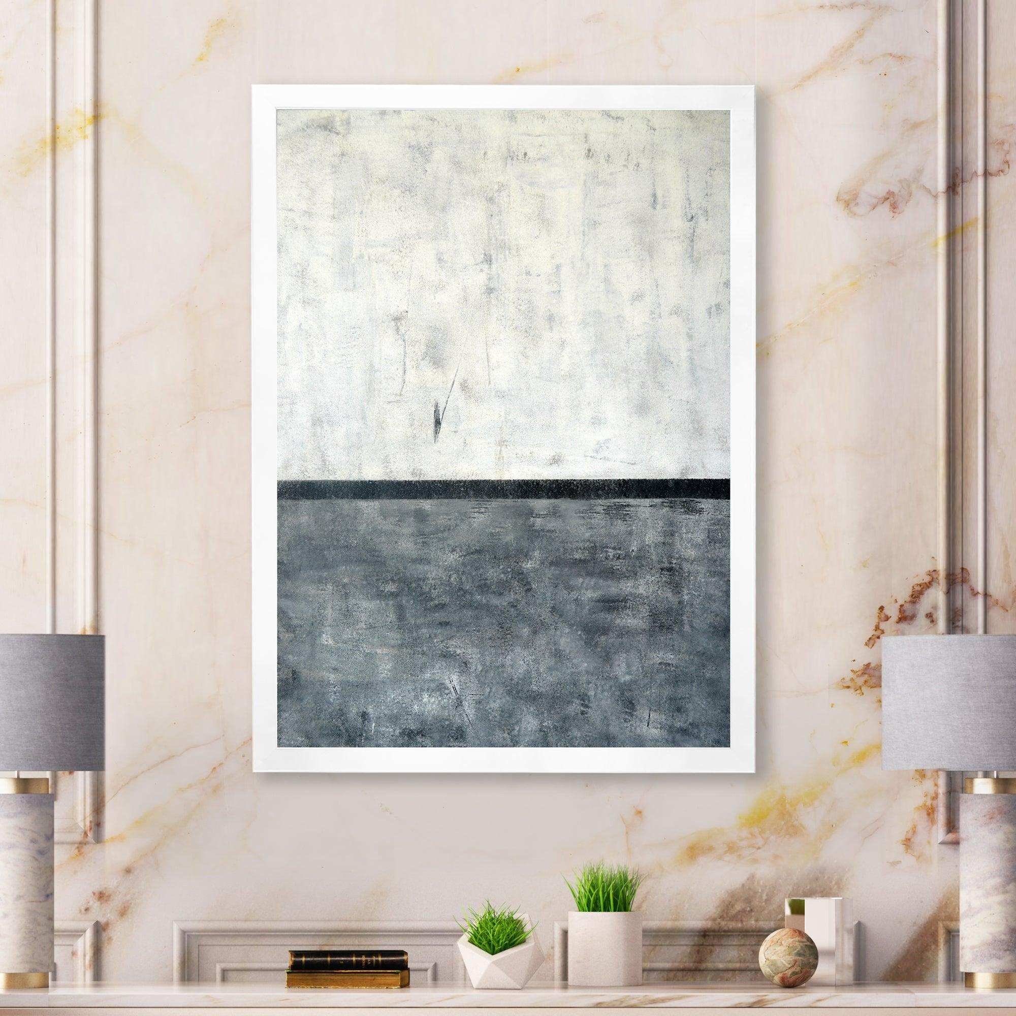 Grey and White Abstract Art Painting