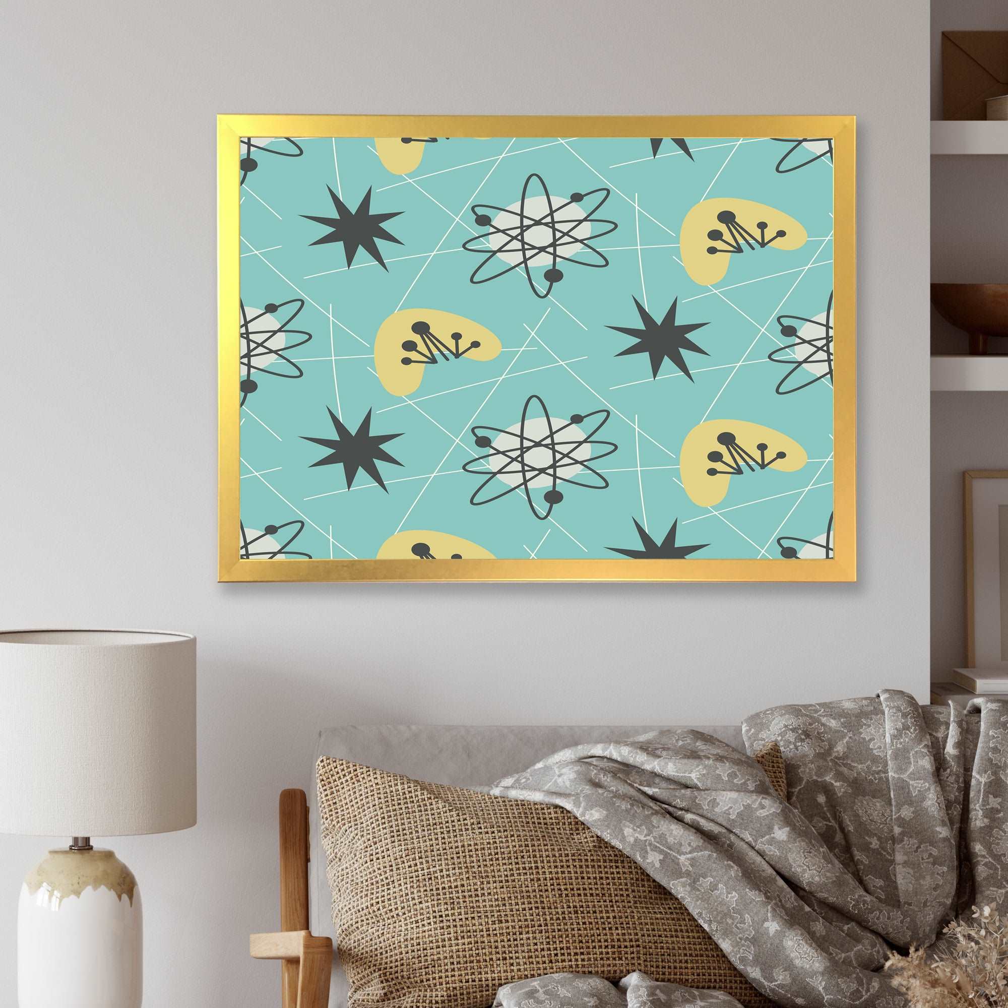 1950 Retro Pattern I Framed Print Vibrant Gold - 1.5 Width