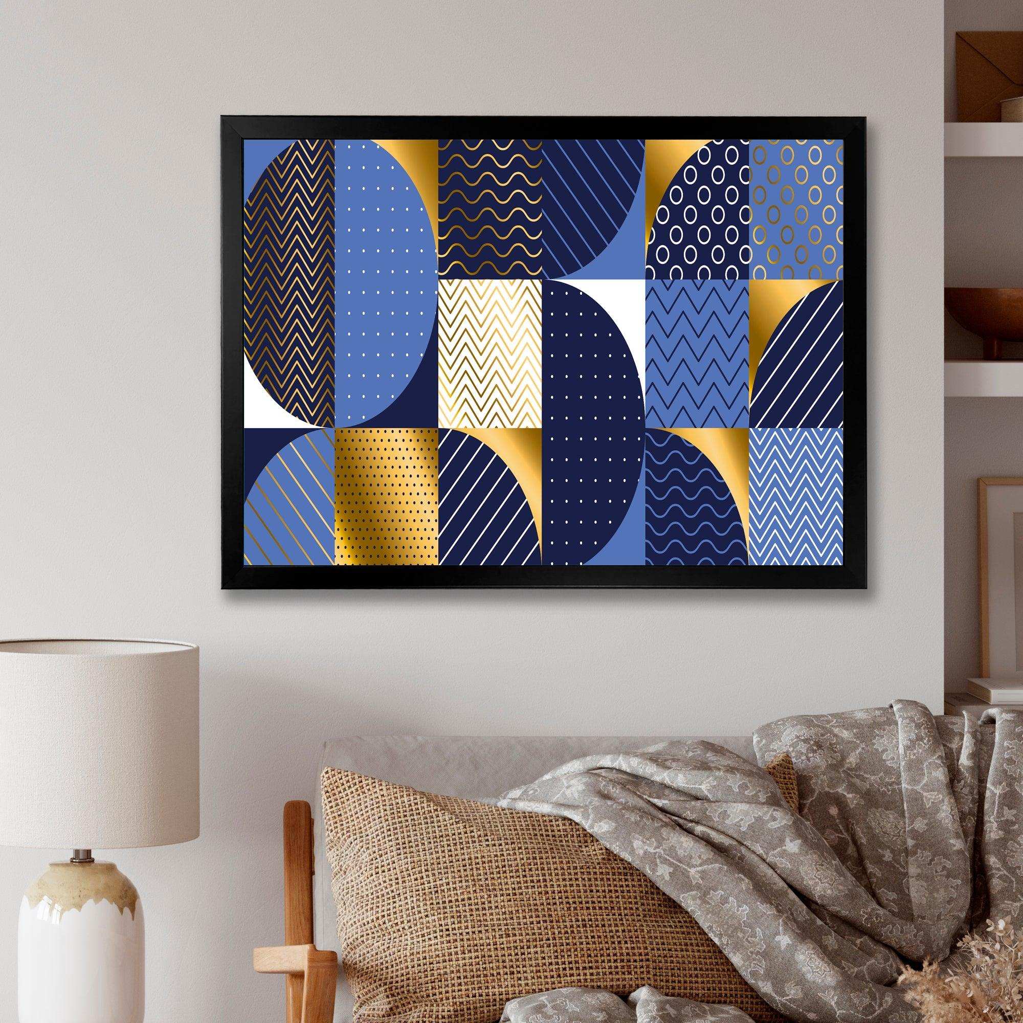 Retro Luxury Waves In Gold and Blue IV