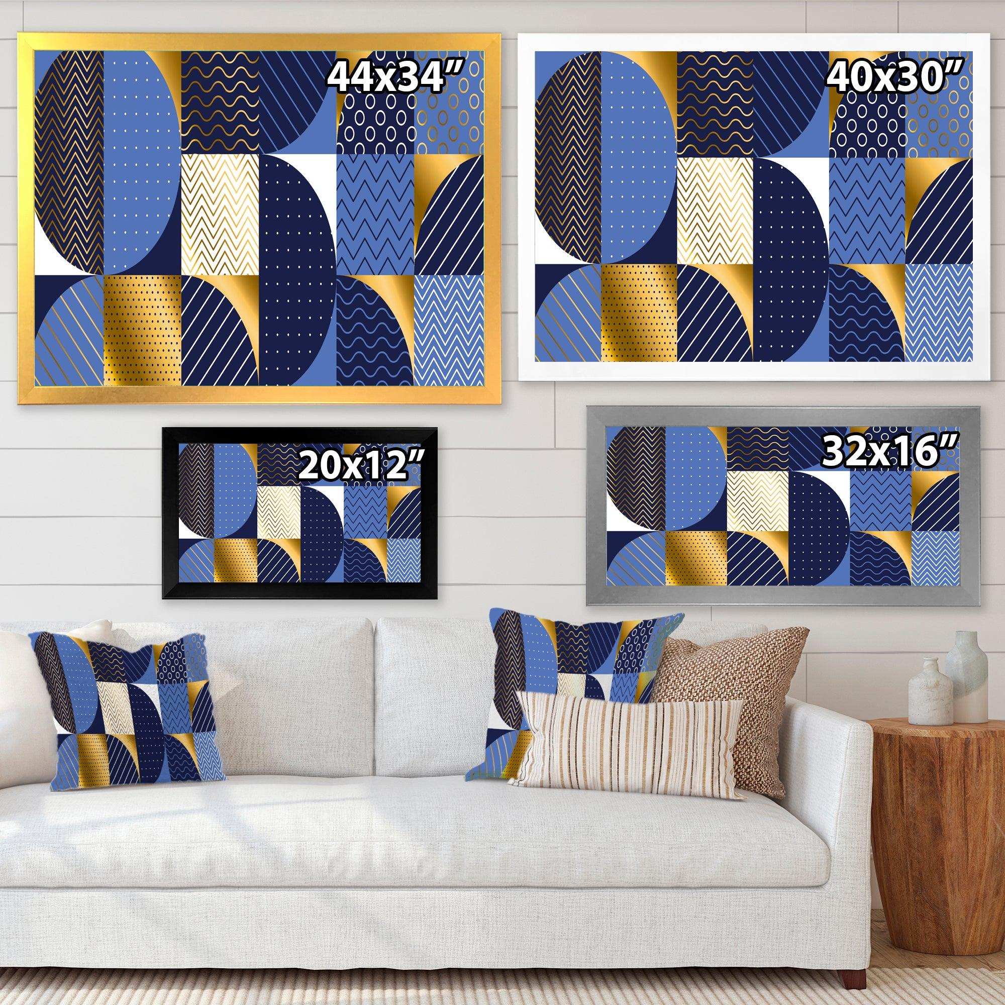 Retro Luxury Waves In Gold and Blue IV