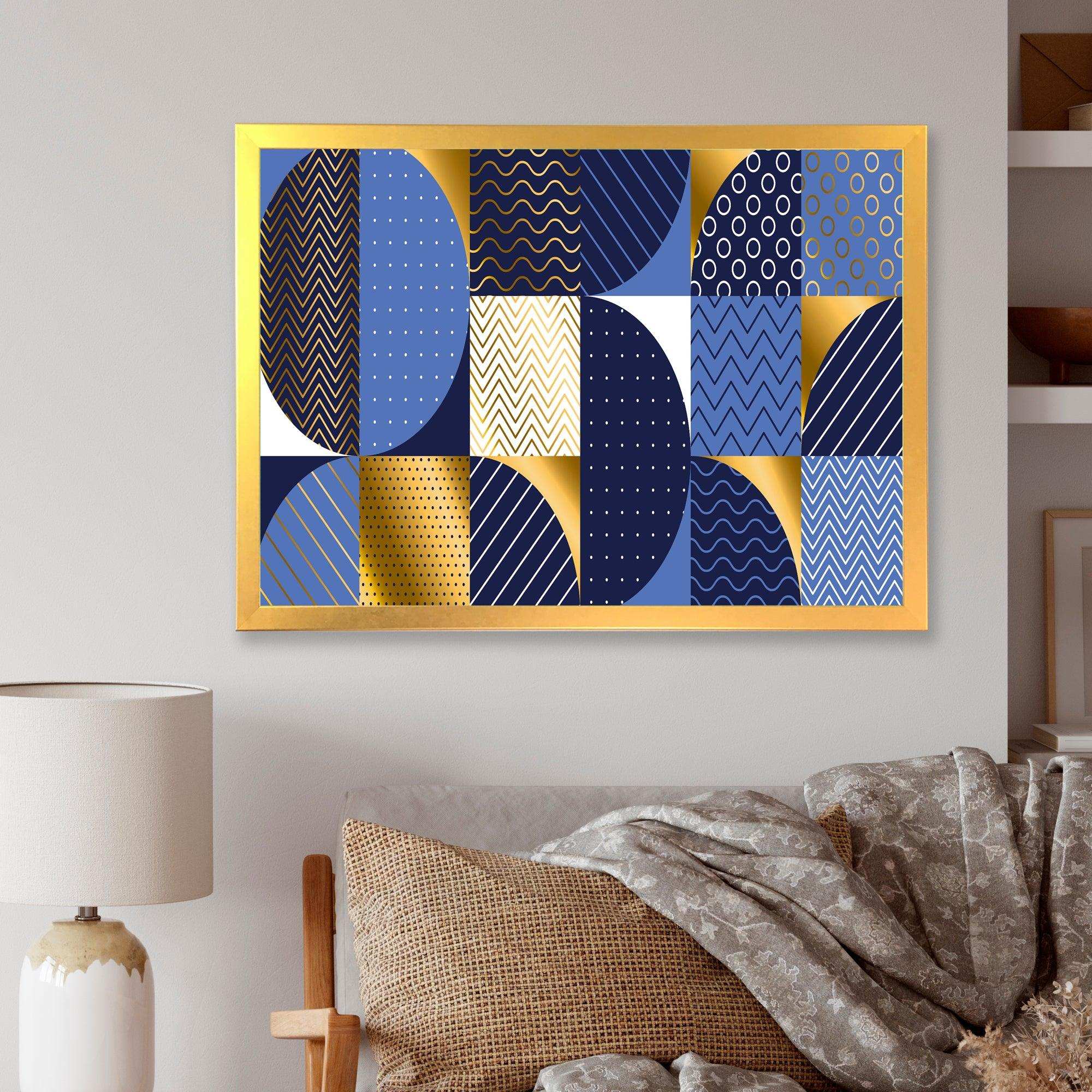 Retro Luxury Waves In Gold and Blue IV