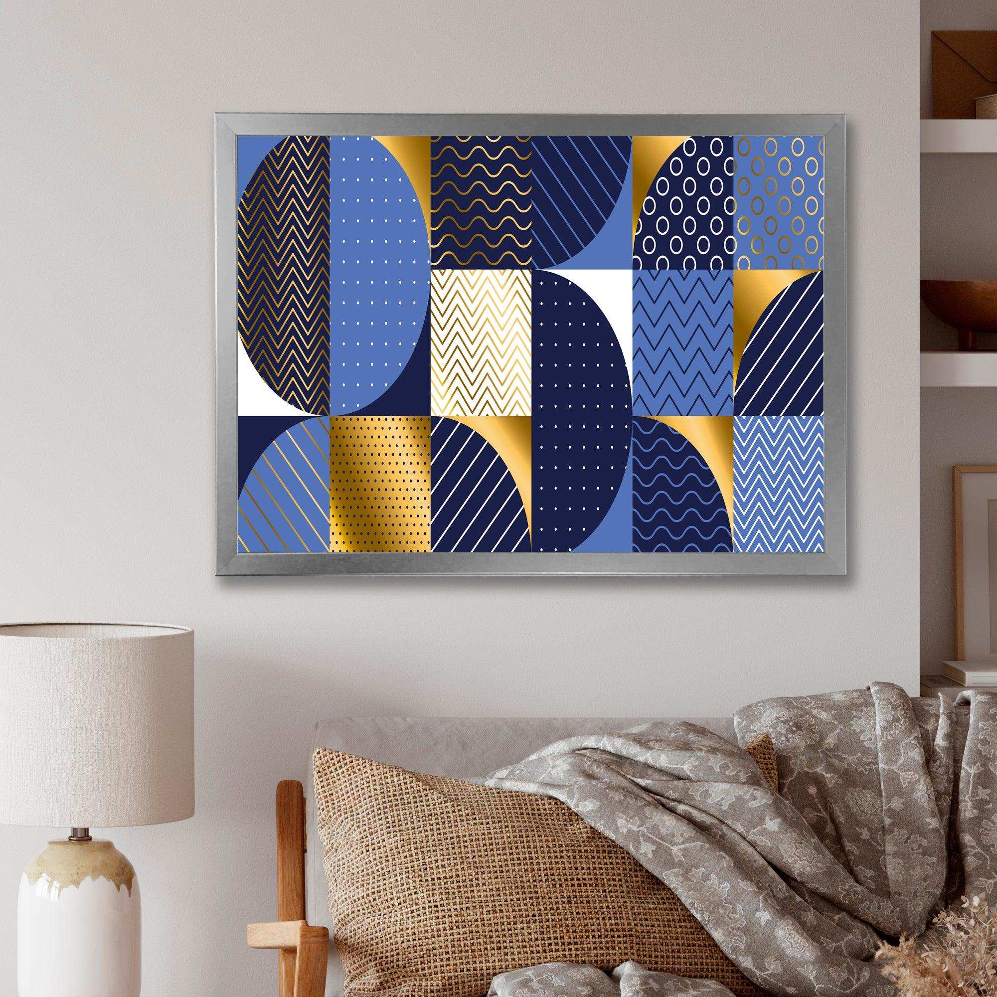 Retro Luxury Waves In Gold and Blue IV