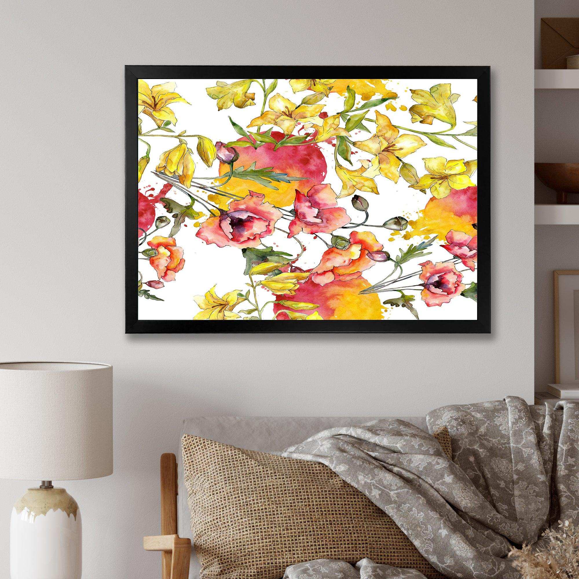 Retro Handdrawn Poppies IV