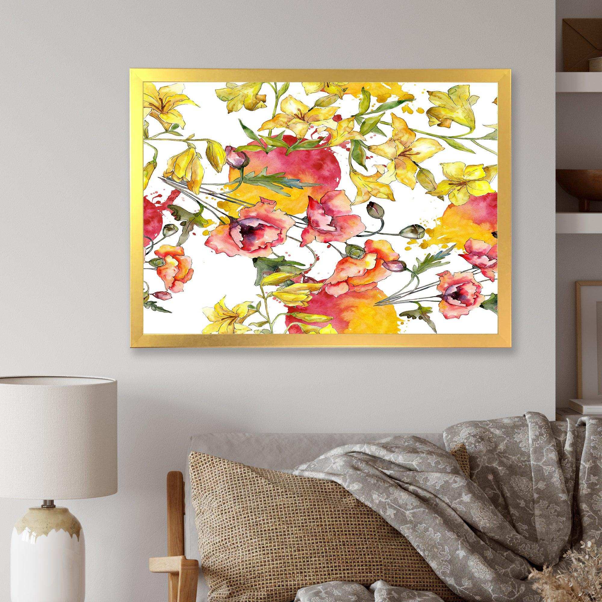 Retro Handdrawn Poppies IV