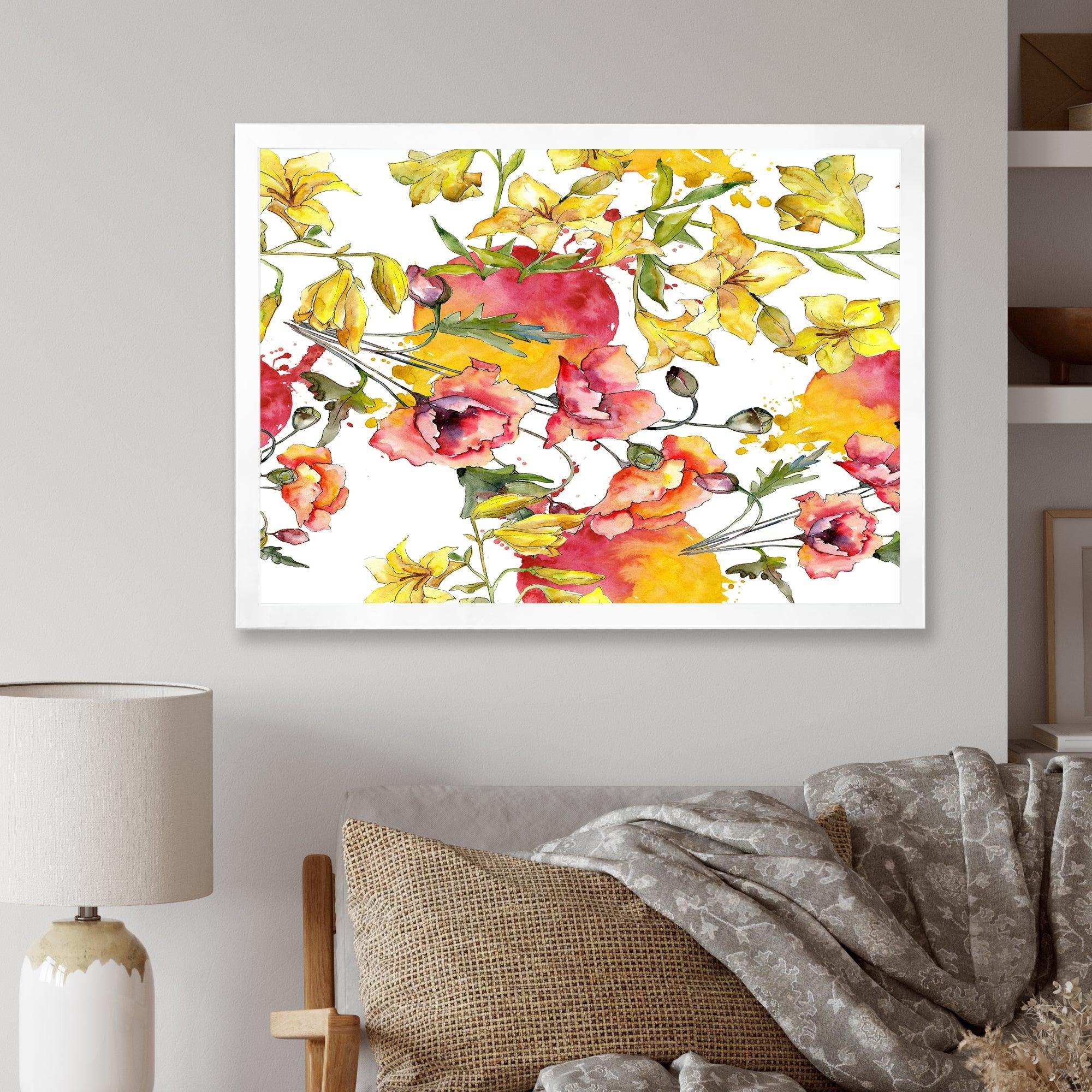 Retro Handdrawn Poppies IV