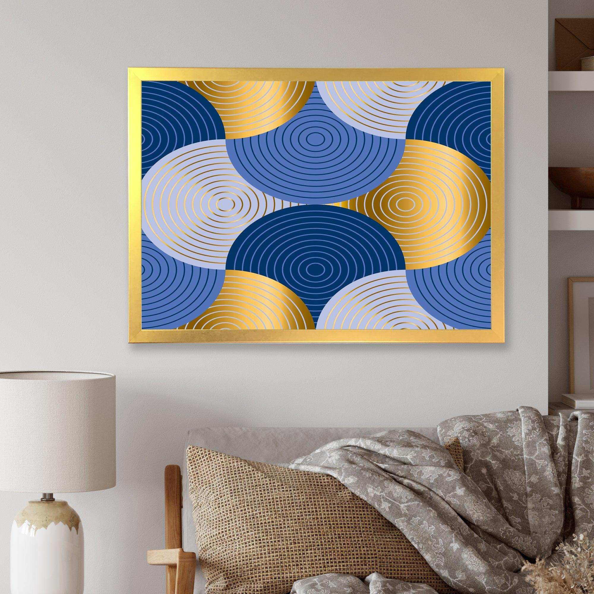 Retro Luxury Waves In Gold and Blue X