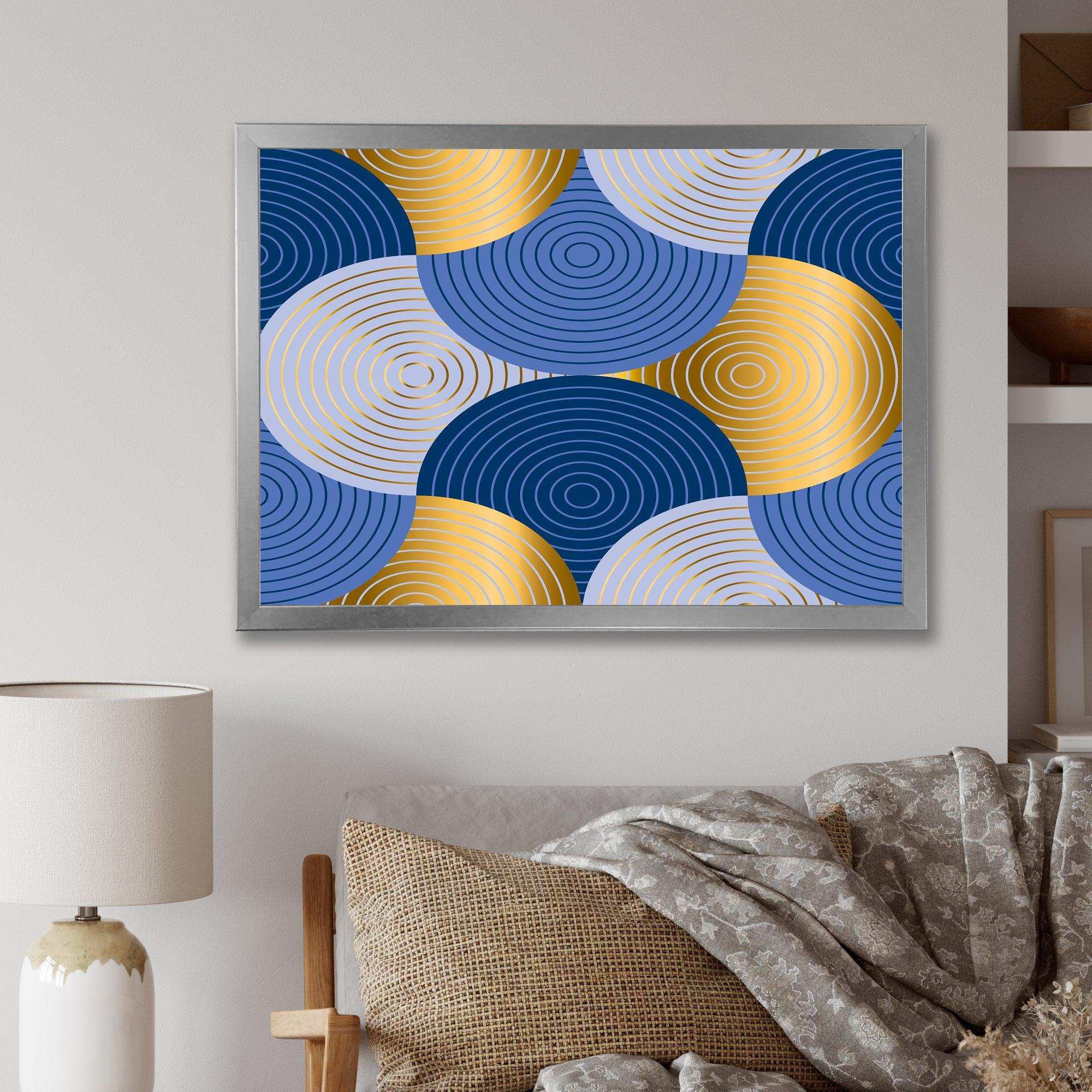 Retro Luxury Waves In Gold and Blue X