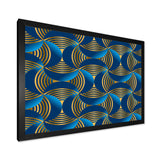 Geometric abstract waves in gold and marine blue