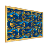 Geometric abstract waves in gold and marine blue