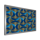Geometric abstract waves in gold and marine blue