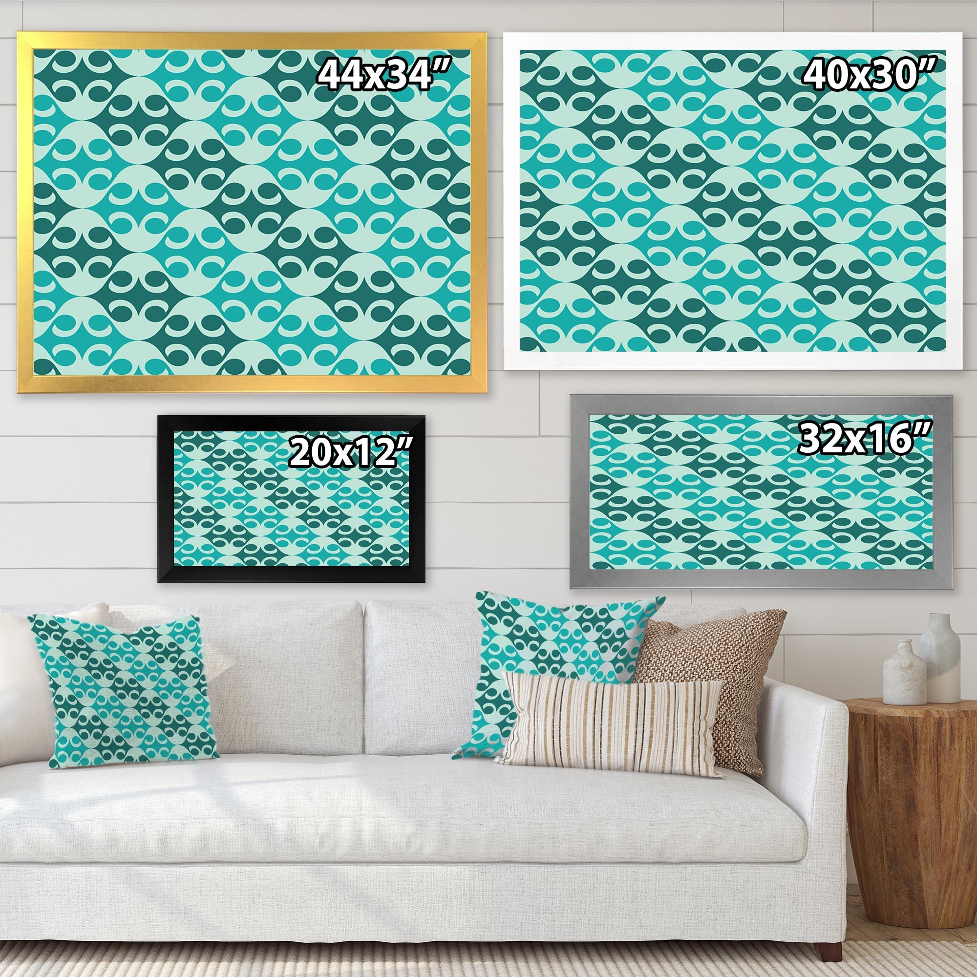 Abstract Retro Geometrical Design VI Framed Print Matte White - 1.5 Width