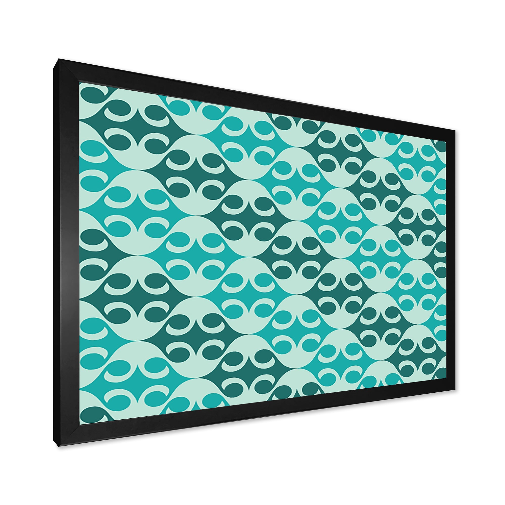 Abstract Retro Geometrical Design VI Framed Print Vibrant Black - 1.5 Width