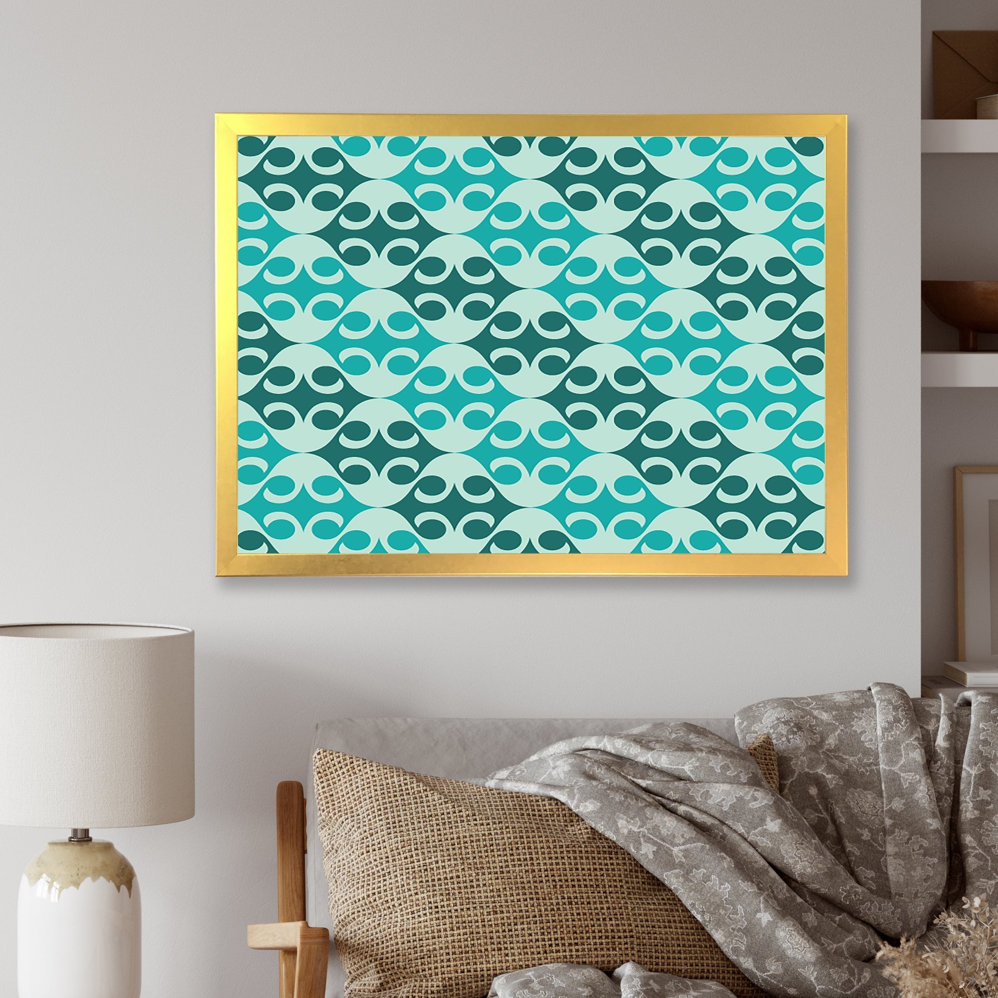 Abstract Retro Geometrical Design VI Framed Print Vibrant Gold - 1.5 Width