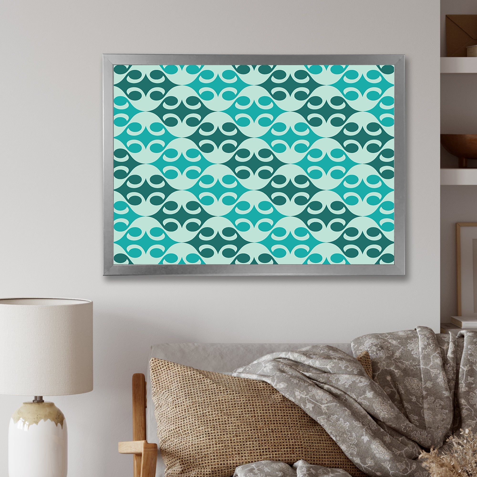 Abstract Retro Geometrical Design VI Framed Print Matte White - 1.5 Width