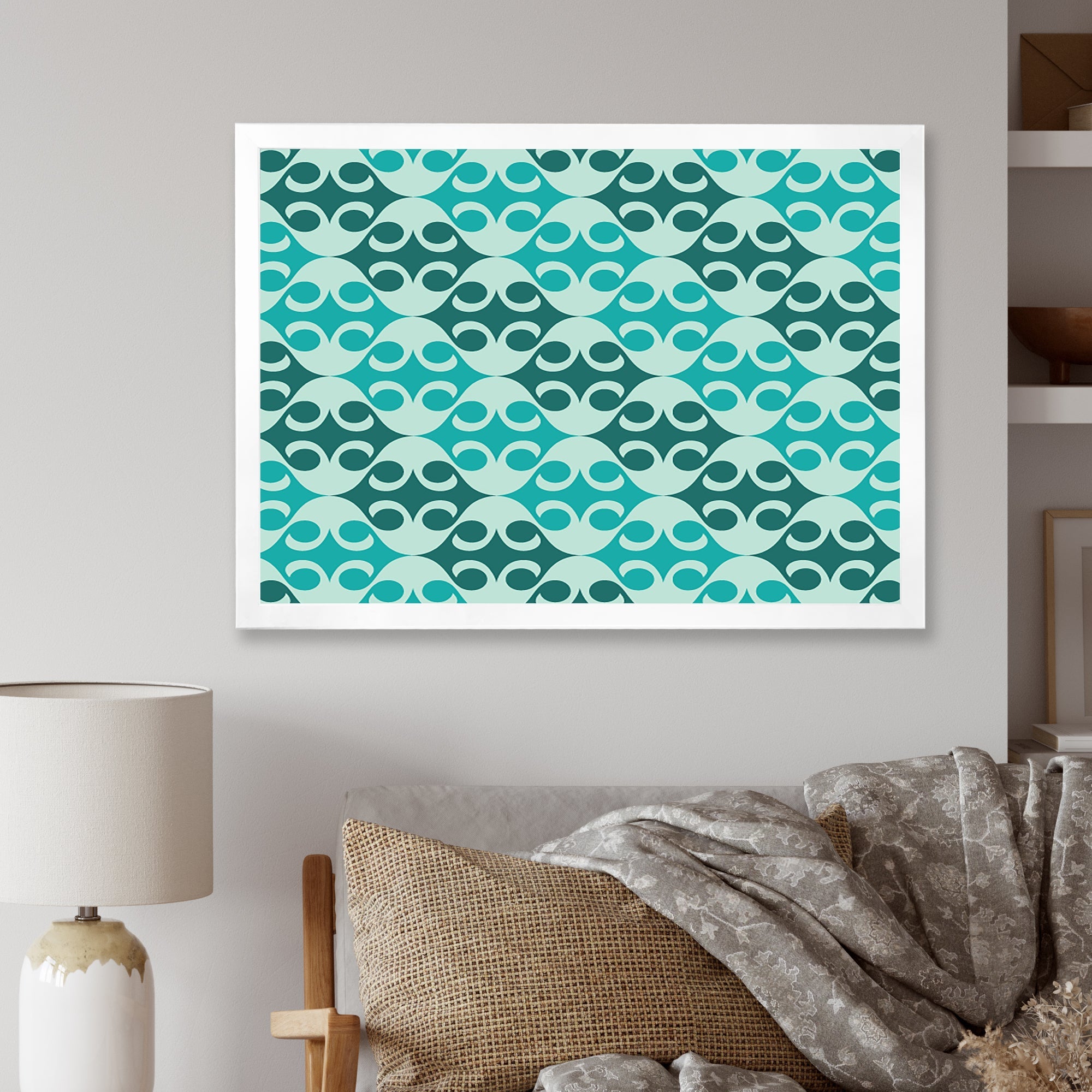 Abstract Retro Geometrical Design VI Framed Print Matte White - 1.5 Width