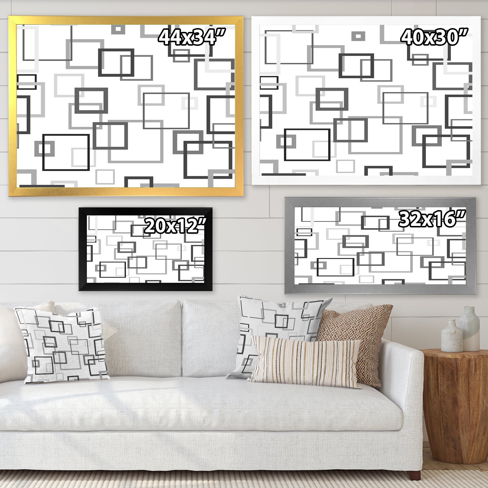 Abstract Retro Design II Framed Print Matte White - 1.5 Width