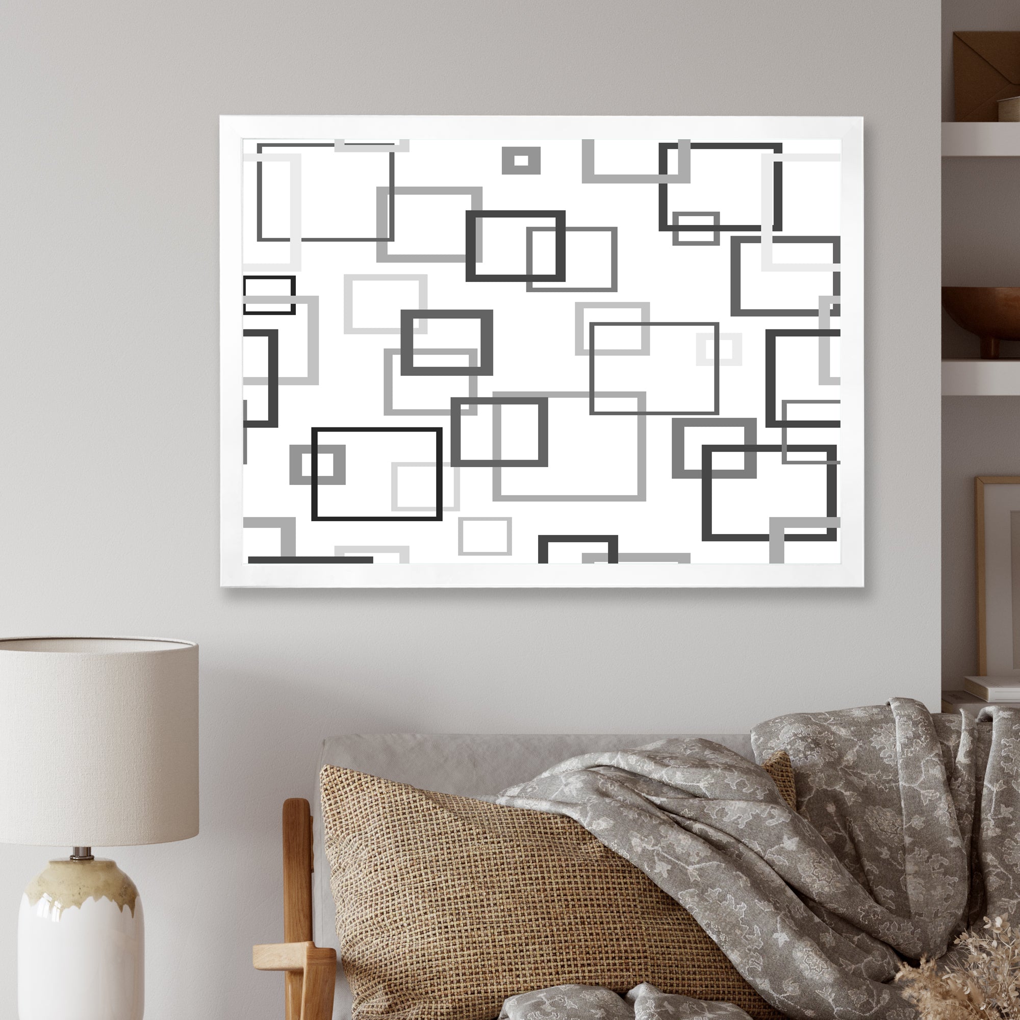 Abstract Retro Design II Framed Print Matte White - 1.5 Width
