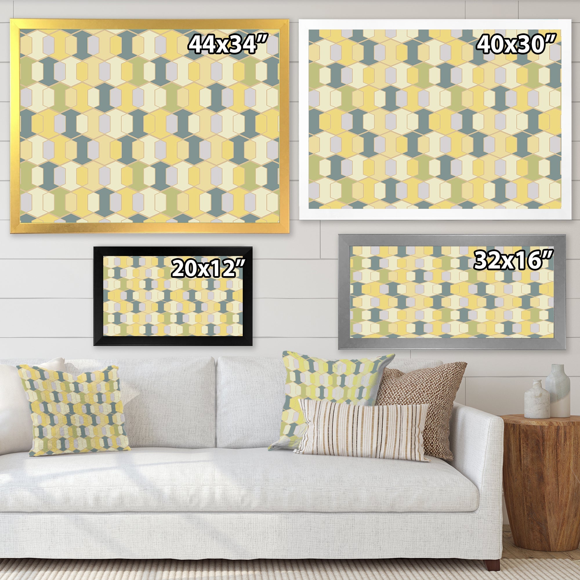 Abstract Retro Geometrical Design II Framed Print Matte White - 1.5 Width