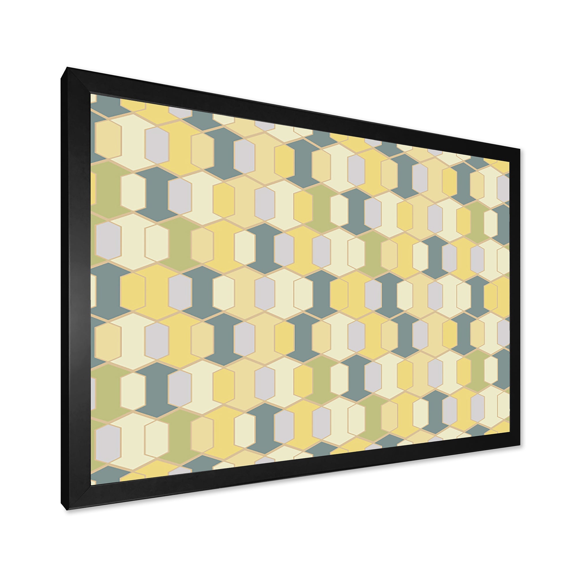 Abstract Retro Geometrical Design II Framed Print Vibrant Black - 1.5 Width
