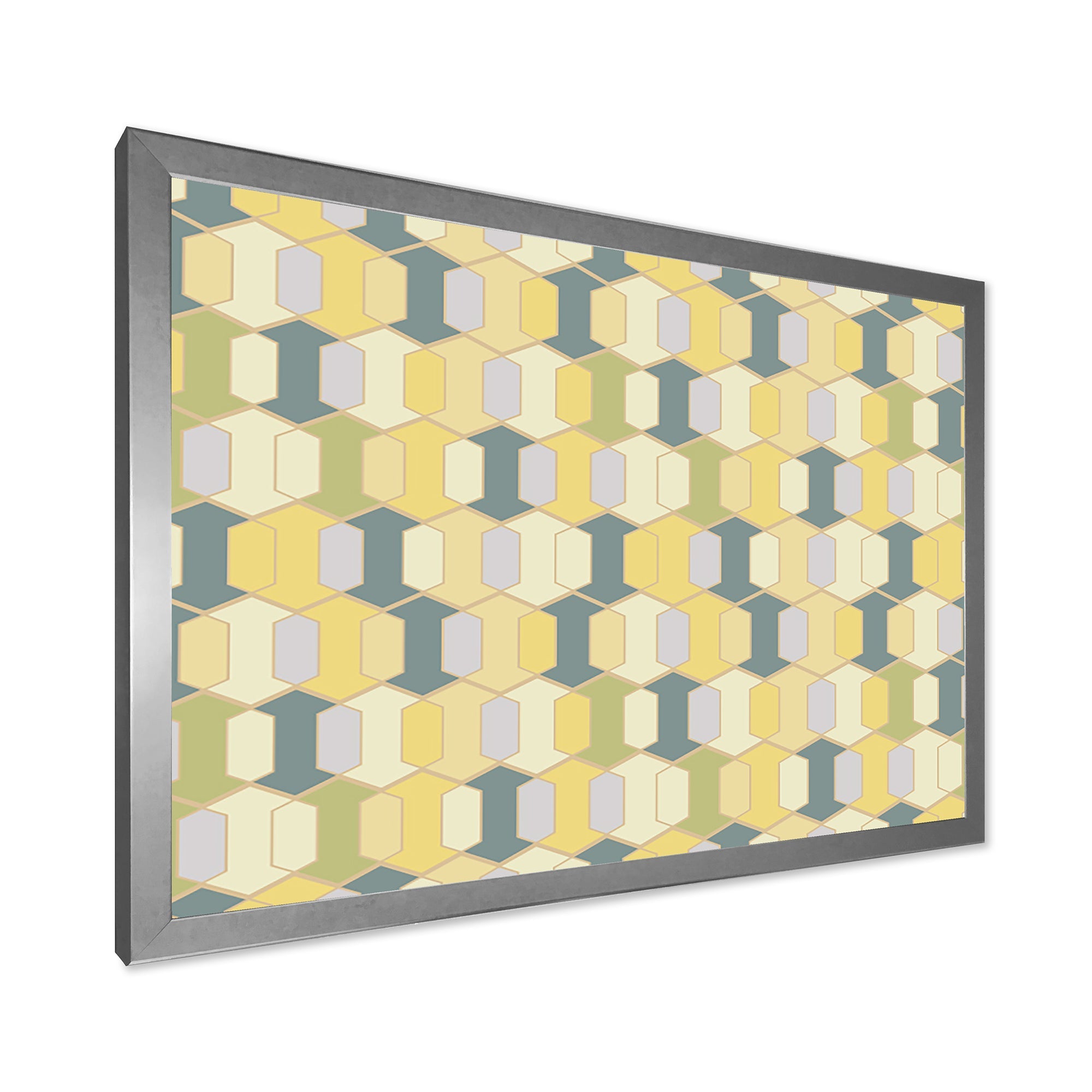Abstract Retro Geometrical Design II Framed Print Matte White - 1.5 Width