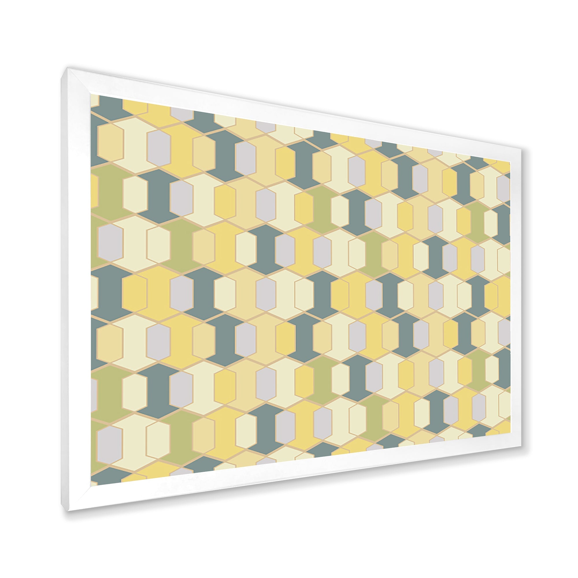 Abstract Retro Geometrical Design II Framed Print Matte White - 1.5 Width