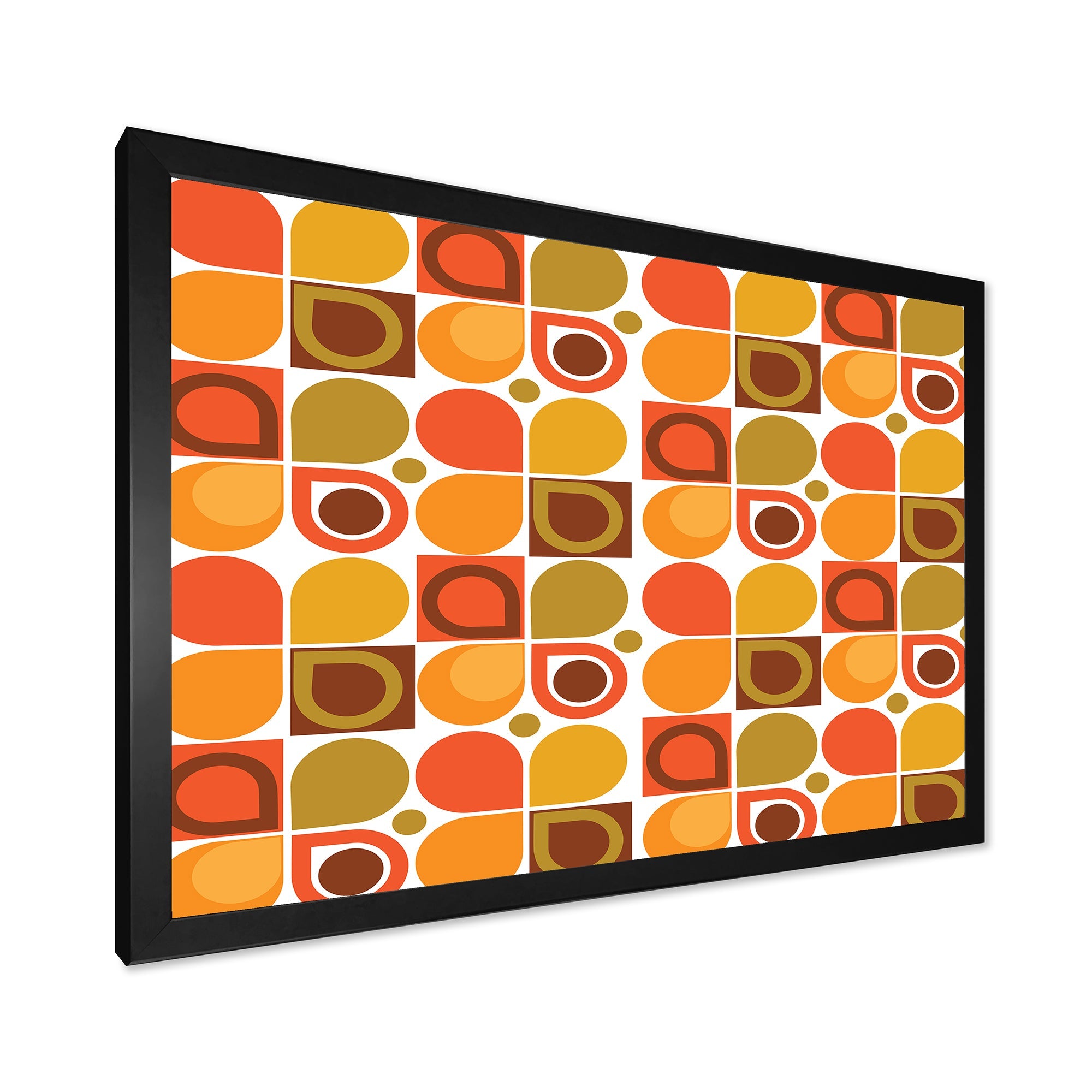 Abstract Retro Geometric Pattern VI Framed Print Vibrant Black - 1.5 Width