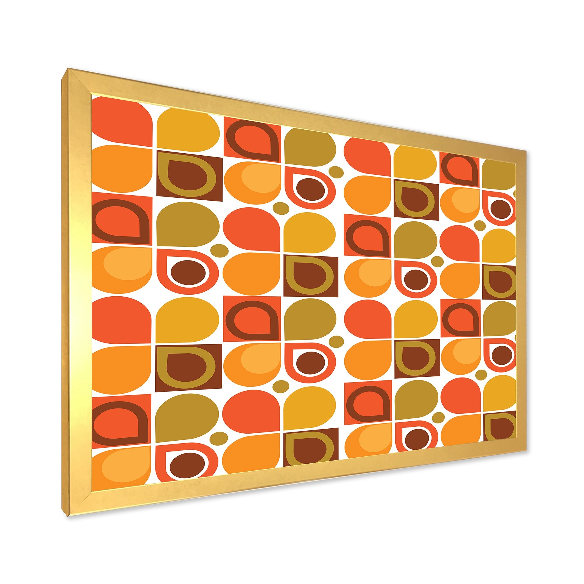 Abstract Retro Geometric Pattern VI Framed Print Vibrant Gold - 1.5 Width